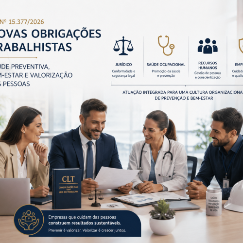 A Lei nº 15.377/2026 e as novas obrigações para as empresas em matéria de saúde preventiva do trabalhador.